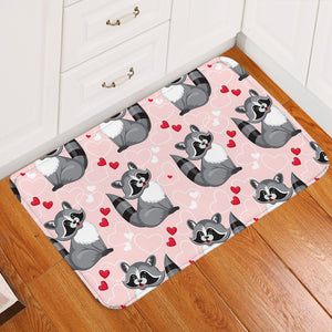 Lovely Racoon Pink Door Mat