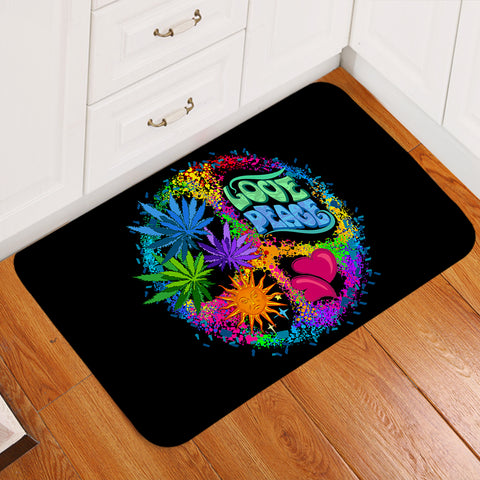 Image of Love & Peace Black Door Mat