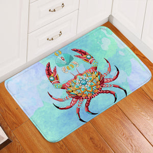 Arty Crab Light Blue Door Mat