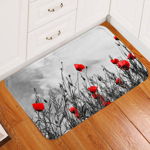 Red Buds B&W Door Mat