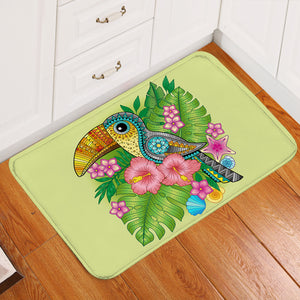 Stylized Toucan Light Green Door Mat