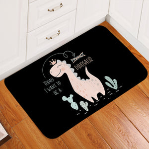 Dino Princess Black Door Mat