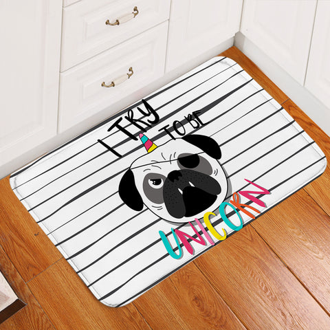 Image of Horned Pug Stripes Door Mat