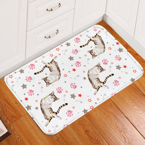 Tilted Cat Pattern Paw Door Mat