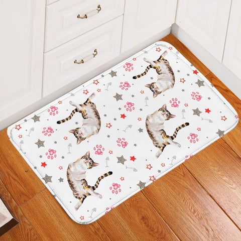 Image of Tilted Cat Pattern Paw Door Mat