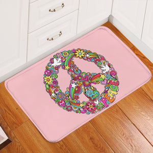 Peace Wreath Pink Door Mat