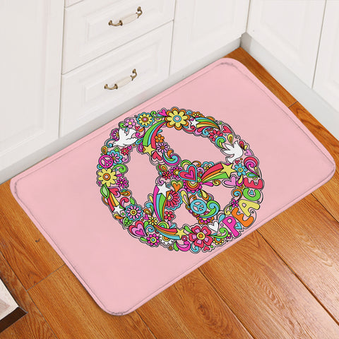 Image of Peace Wreath Pink Door Mat