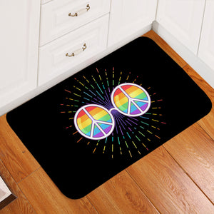 Peace Glasses Black Door Mat