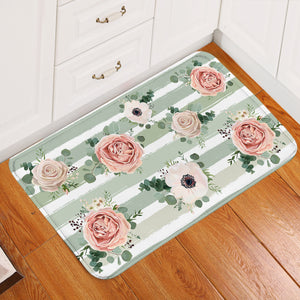 Painted Roses Stripes Door Mat