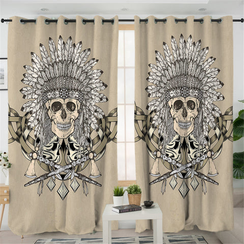 Image of Tribe Skull 2 Panel Curtains