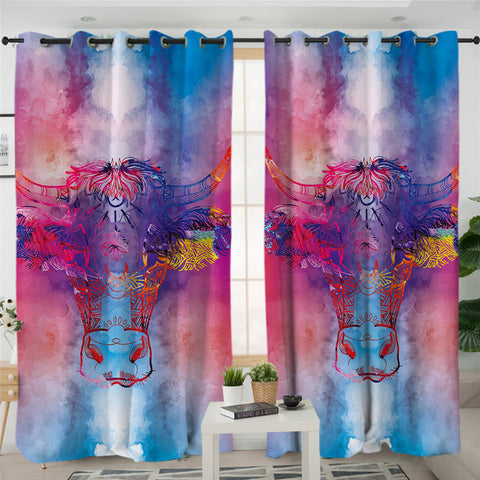 Image of Tie Dye Cow 2 Panel Curtains