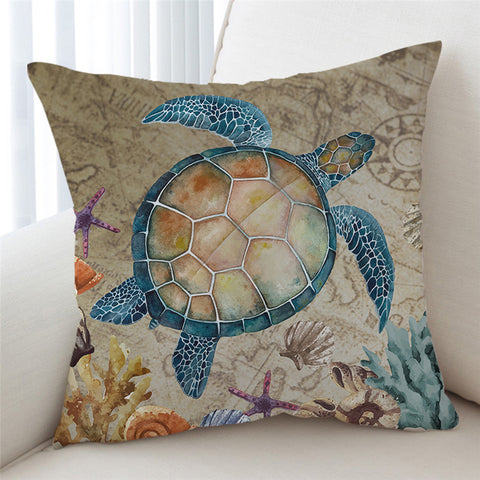 Image of Seabed Turtle Cushion Cover - Beddingify