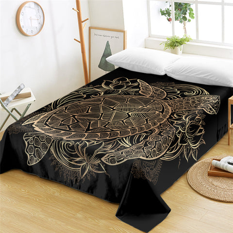 Image of Golden Line Turtle Flat Sheet - Beddingify