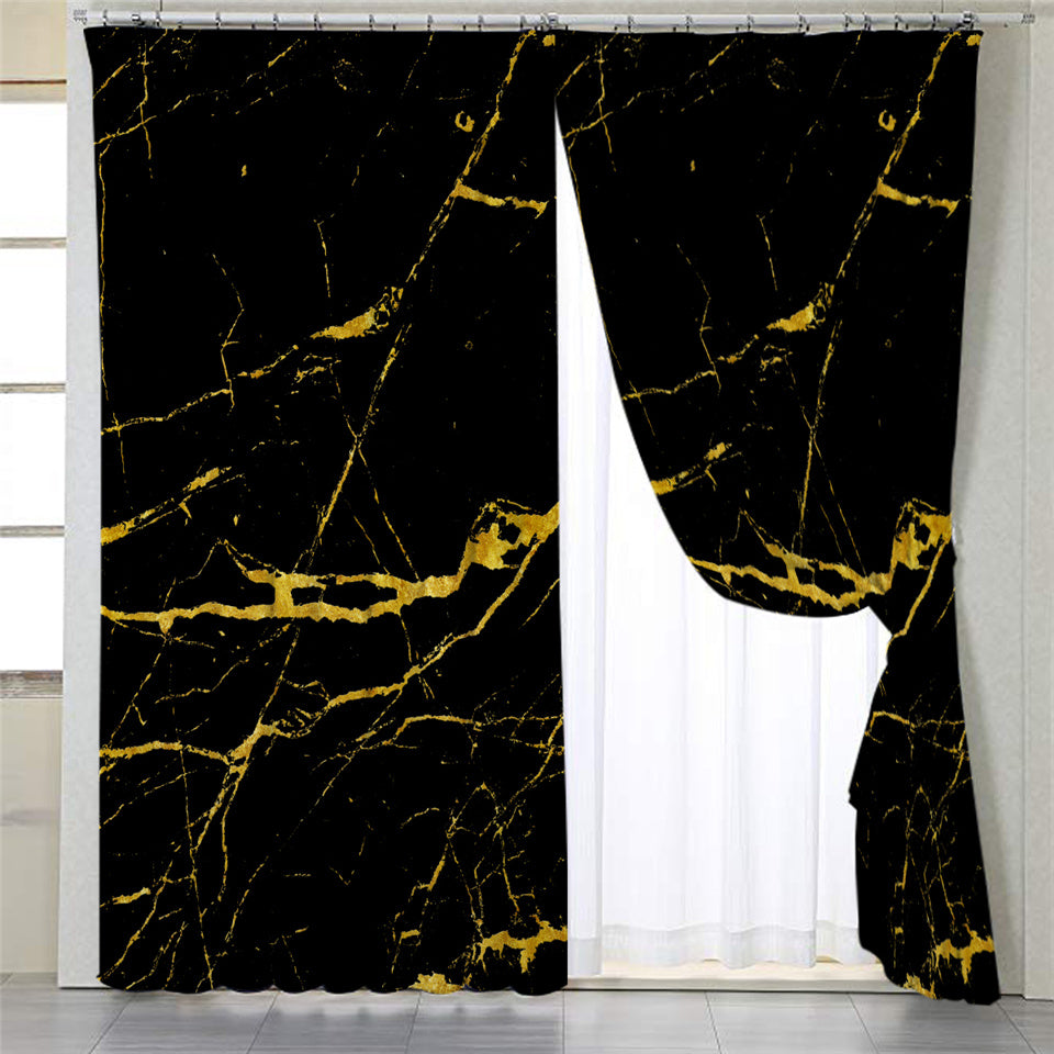Black & Gold Tile 2 Panel Curtains
