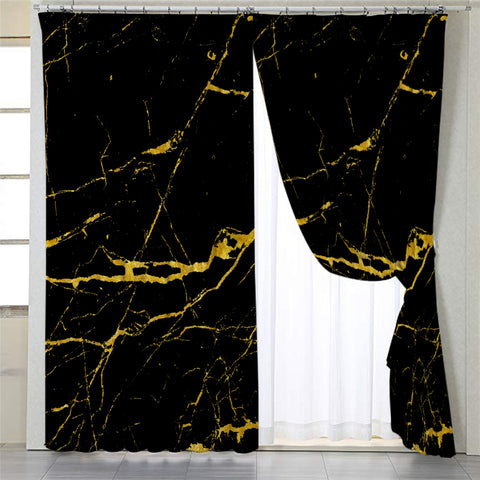 Image of Black & Gold Tile 2 Panel Curtains