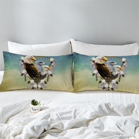Image of Feathery Framed Bald Eagles Pillowcase