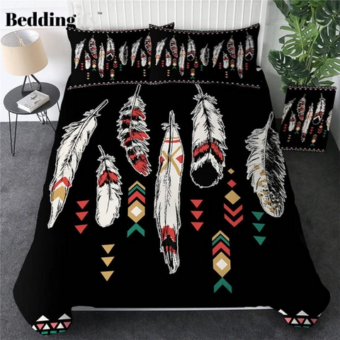 Image of Ethnic Feathers Bohemian Comforter Set - Beddingify