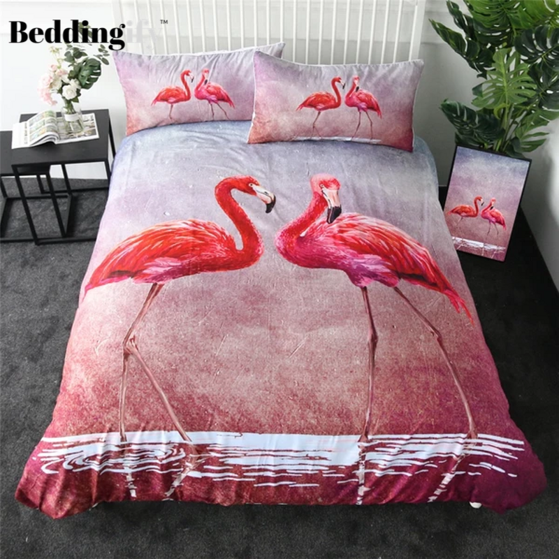 Watercolor Flamingos Bedding Set - Beddingify