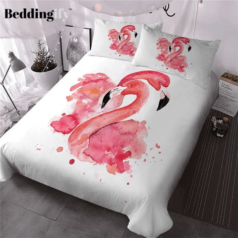 Image of Pink Flamingo Romantic Comforter Set - Beddingify
