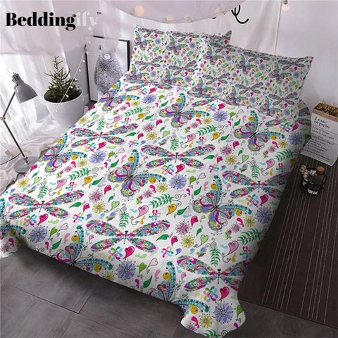 Image of Colorful Dragonfly Bedding Set - Beddingify