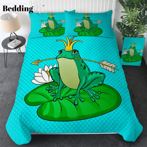 Image of Cute Frog Prince Fairy Tale Comforter Set - Beddingify