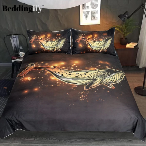 Image of Golden Whale Comforter Set - Beddingify