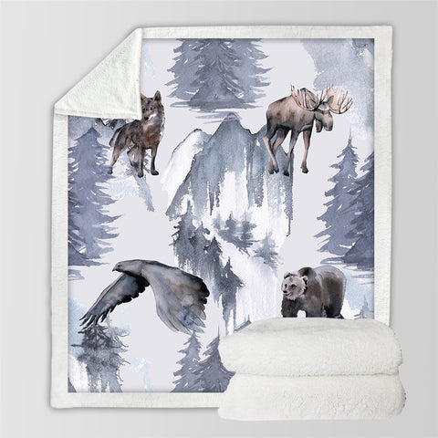 Image of Wild Animal Sherpa Fleece Blanket - Beddingify