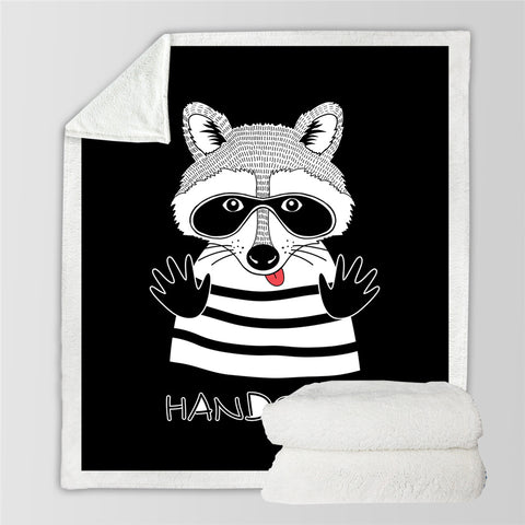 Image of Cute Racoon Sherpa Fleece Blanket - Beddingify