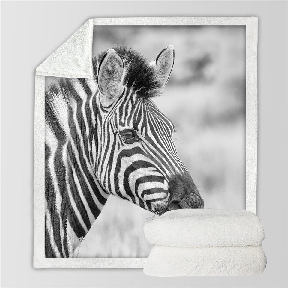 Zebra Face SWMT2024 Sherpa Fleece Blanket