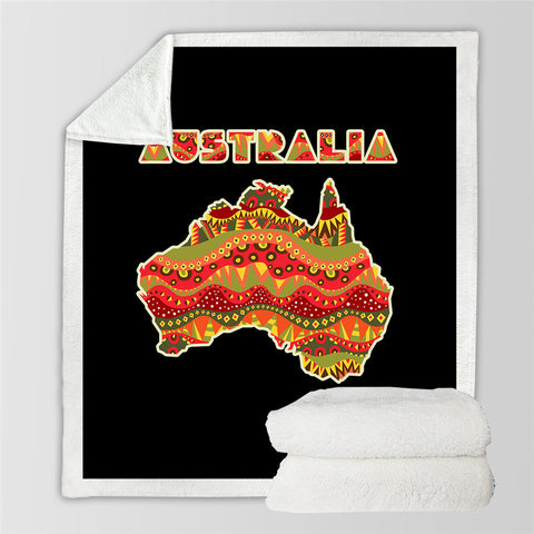 Image of Australia Map Themed Sherpa Fleece Blanket