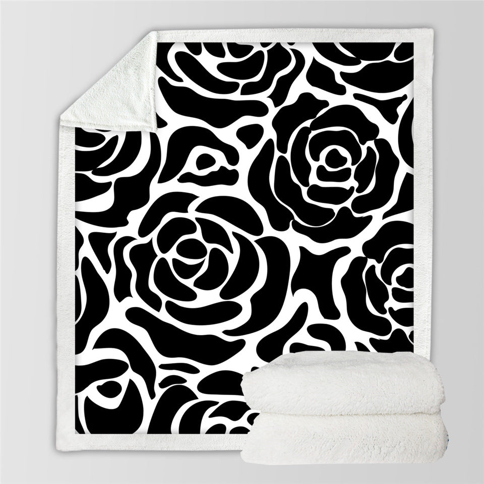 Black Rose Sherpa Fleece Blanket - Beddingify