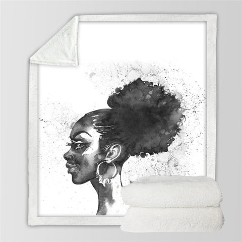 Image of Black Girl Portrail Sherpa Fleece Blanket