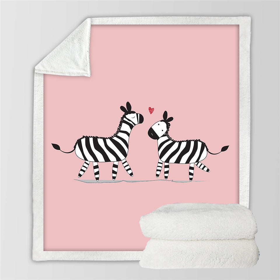 Cute Pink Giraffe Sherpa Fleece Blanket