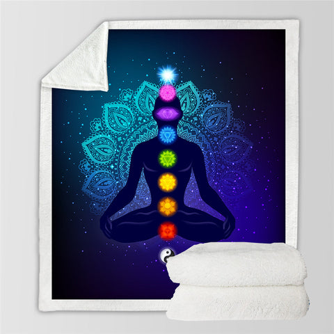 Image of Chakra Zen Meditation Sherpa Fleece Blanket