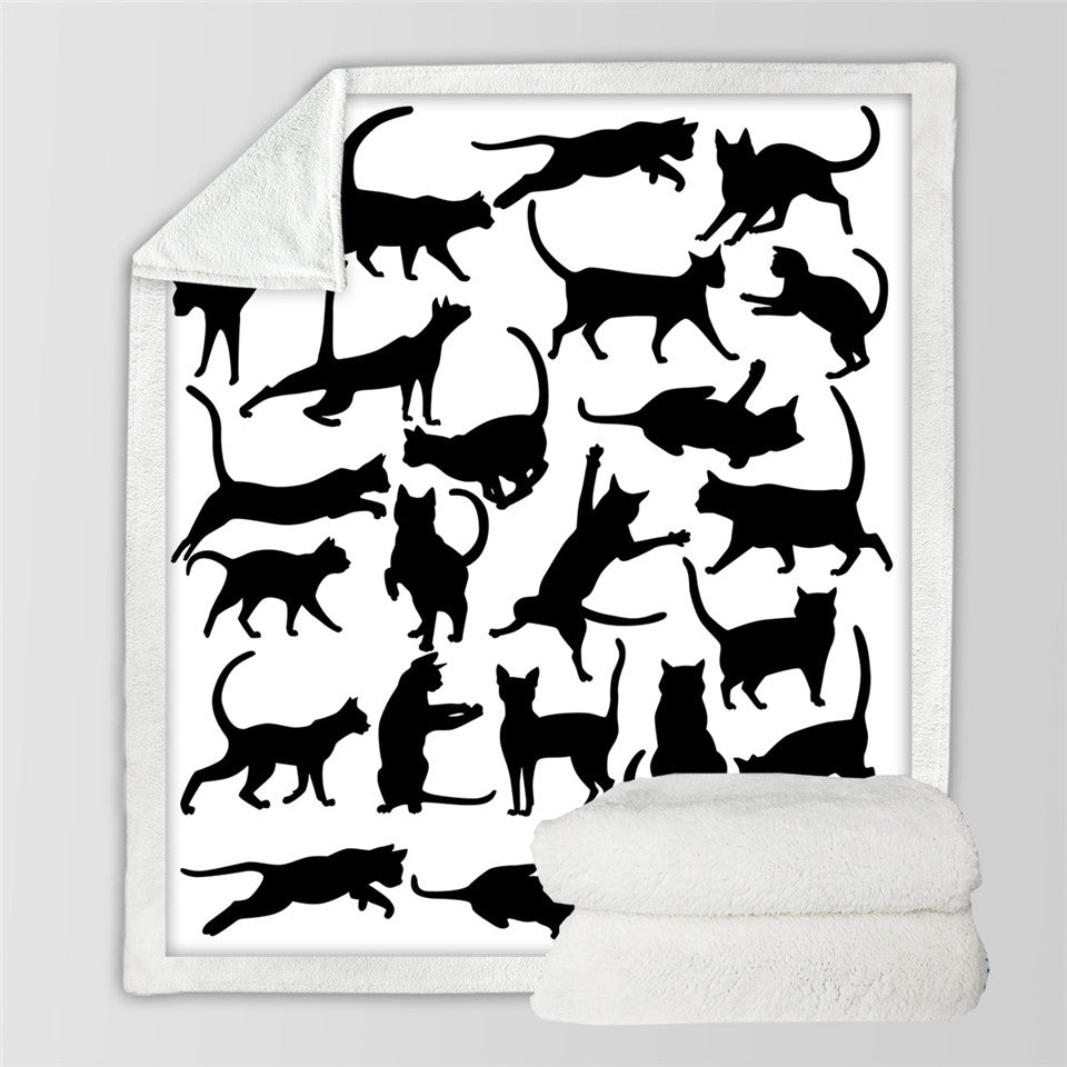 Black Cat Sherpa Fleece Blanket - Beddingify