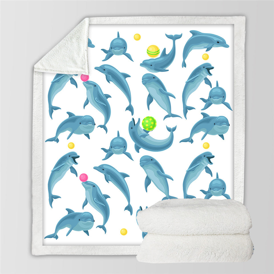 Dolphins Sherpa Fleece Blanket