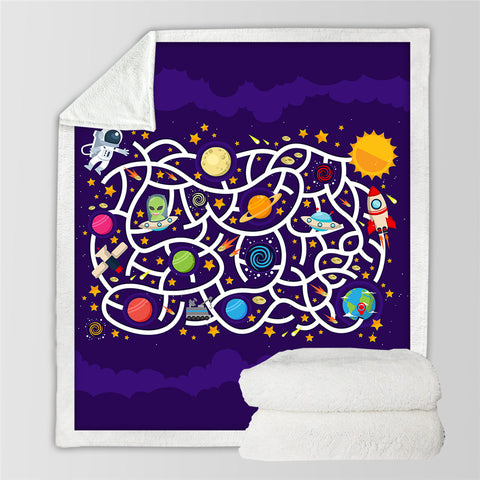 Image of Cartoon Kid Space Sherpa Fleece Blanket