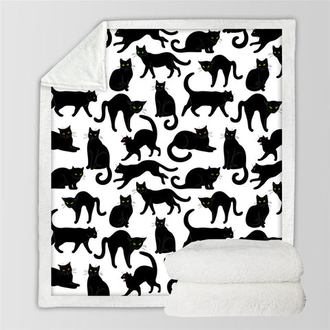 Image of Black Cats Sherpa Fleece Blanket - Beddingify