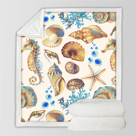 Image of Ocean Themed Sherpa Fleece Blanket - Beddingify