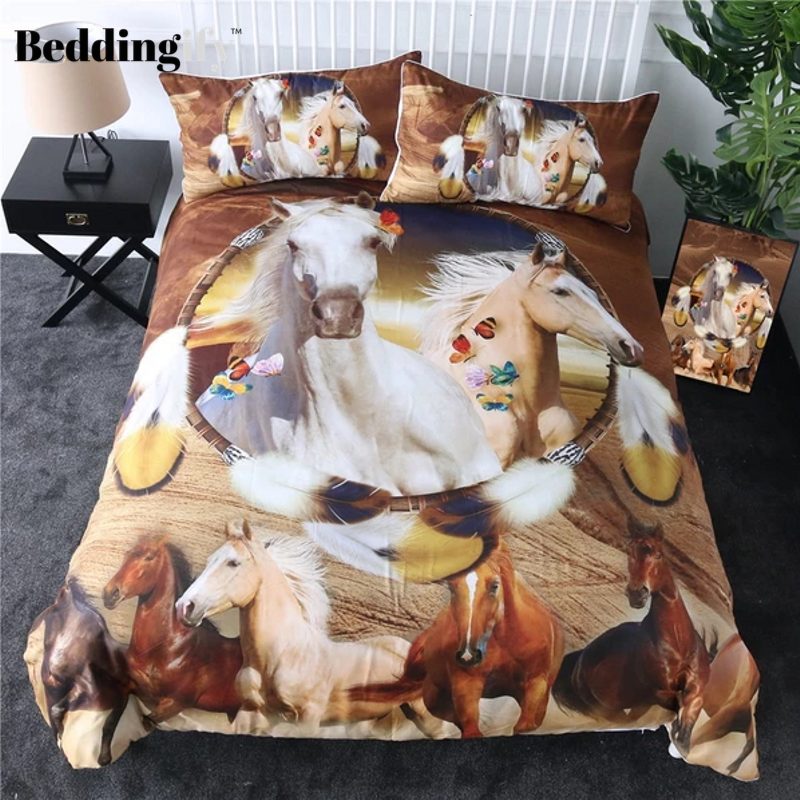 Dreamcatcher Galloping Horse Bedding Set - Beddingify