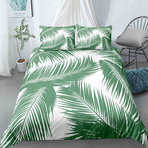 Palm Patterned White Bedding Set - Beddingify