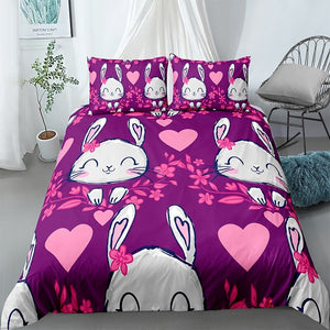 Love Bunny Purplish Bedding Set - Beddingify