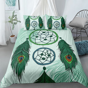 Peacock Feather Dreamcatcher Bedding Set - Beddingify