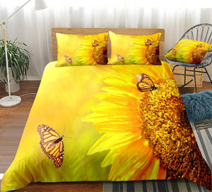 Butterfly on Sunflower Bedding Set - Beddingify