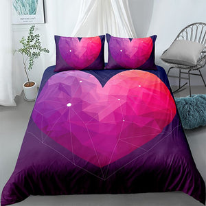 Geometric Purplish Heart Bedding Set - Beddingify