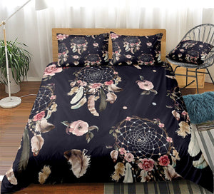 Dreamcatcher Patterns Black Bedding Set - Beddingify