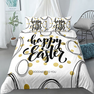 Happy Easter Themed White Bedding Set - Beddingify