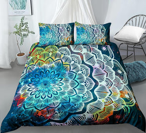 White Lined Mandala Themed Bedding Set - Beddingify