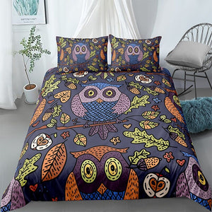 Cartooned Owls Bedding Set - Beddingify