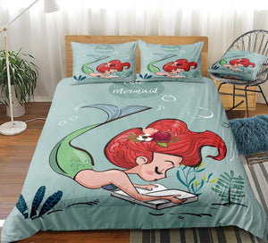Reading Mermaid Bedding Set - Beddingify